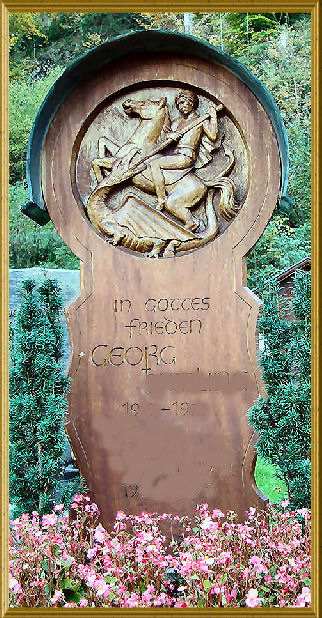 Tomb of wood with St George